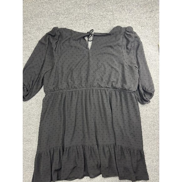 Torrid Dress Womens 5X Black Swiss Dot Babydoll Tiered Ruffle Lined 3/4 Sleeve - Picture 8 of 8